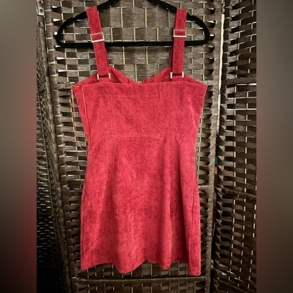 COTTON CANDY LA Women’s Red Corduroy Dress Full Front Zipper W/ Pockets Sz Small - Picture 8 of 10